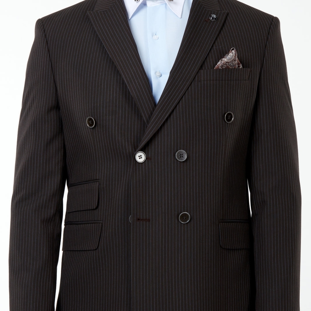 Double Breasted Pinstripe Suit 36R x 30W